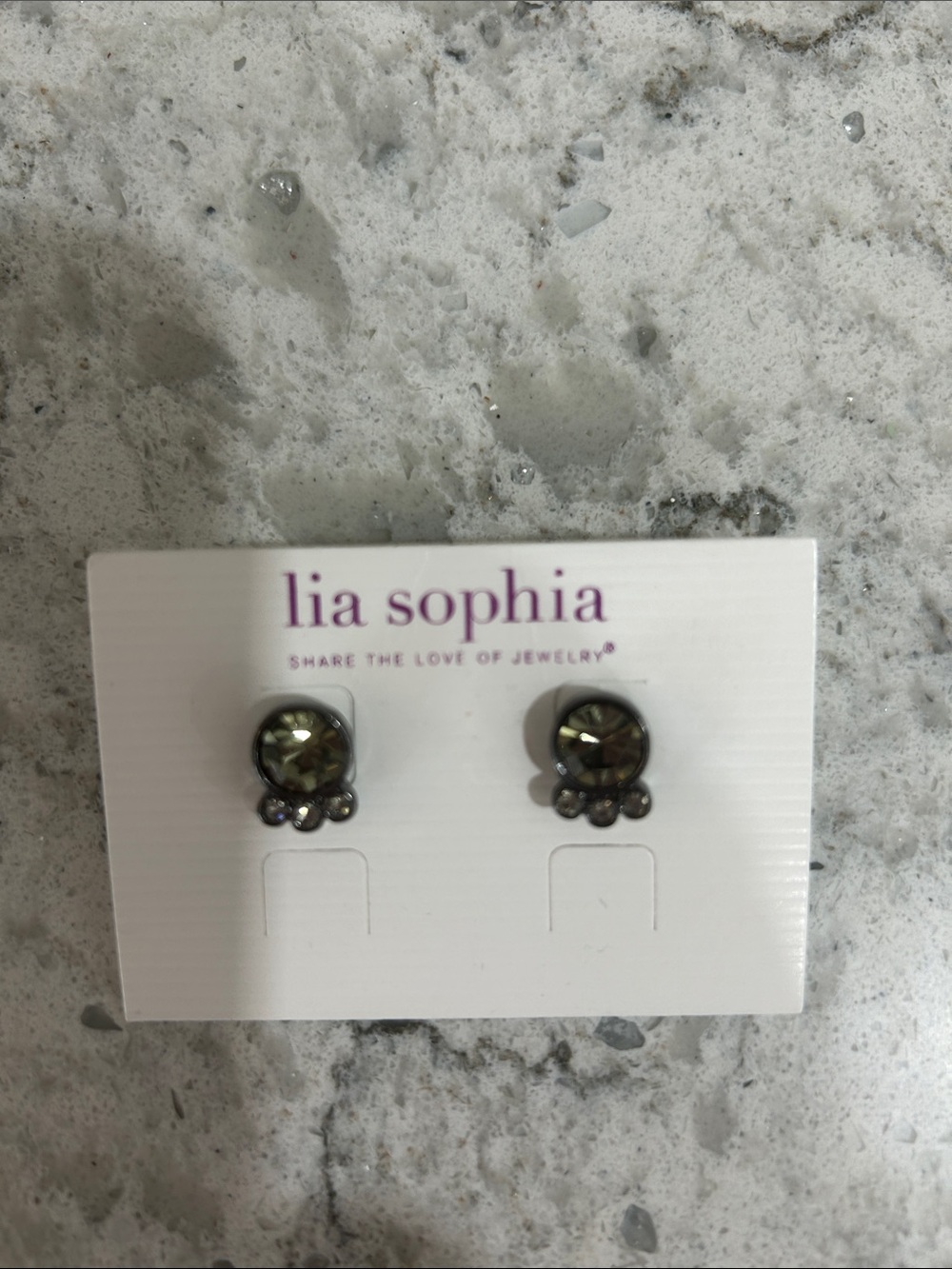 Lia Sophia black stone Faceted Crystal Stud Earrings